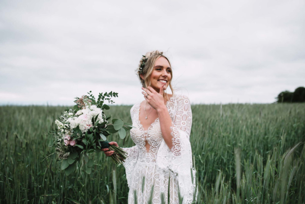 A Pratis Barn Wedding With Peacock Chairs, Floral Hoops + Boho Deco for a Bride in Willowby by Watters