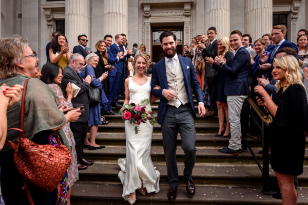 A Classy, City Wedding and Chic, Minimalist Wedding Dress
