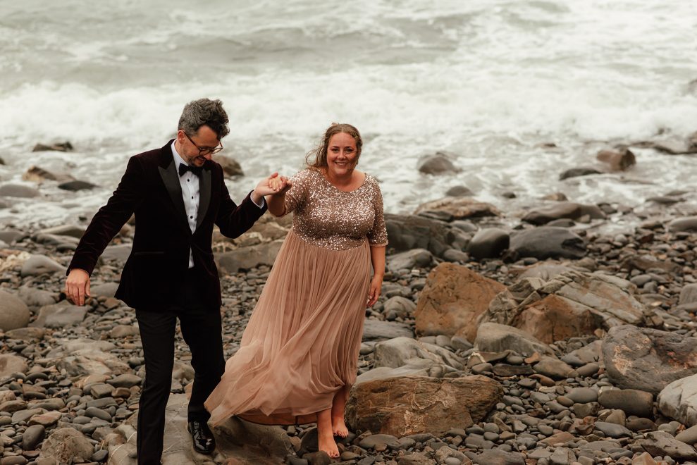 ASOS Wedding Dress: An Autumn Wedding at Launcells Barton on the Cornish Coast 9 Seaside wedding sparkly dress