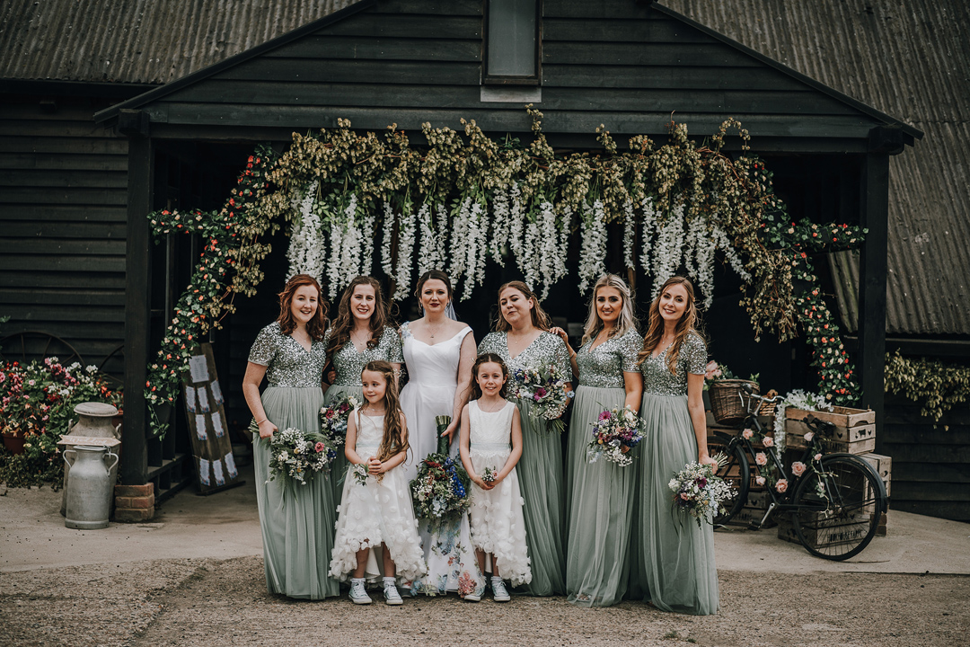 144 Handpainted floral wedding dress