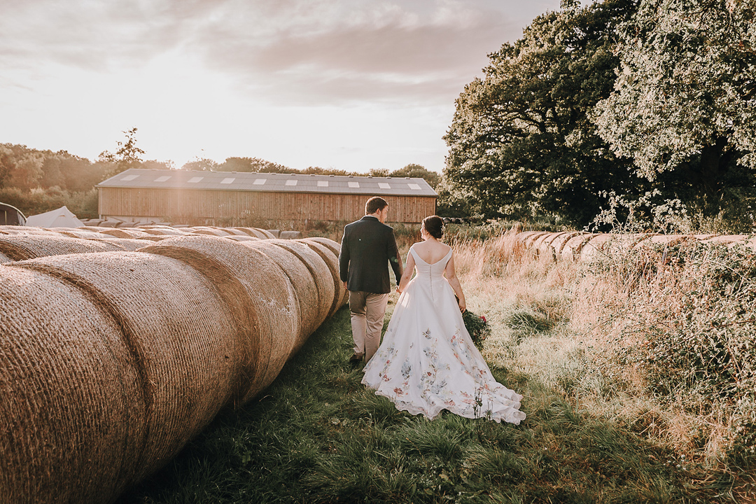 170 Handpainted floral wedding dress