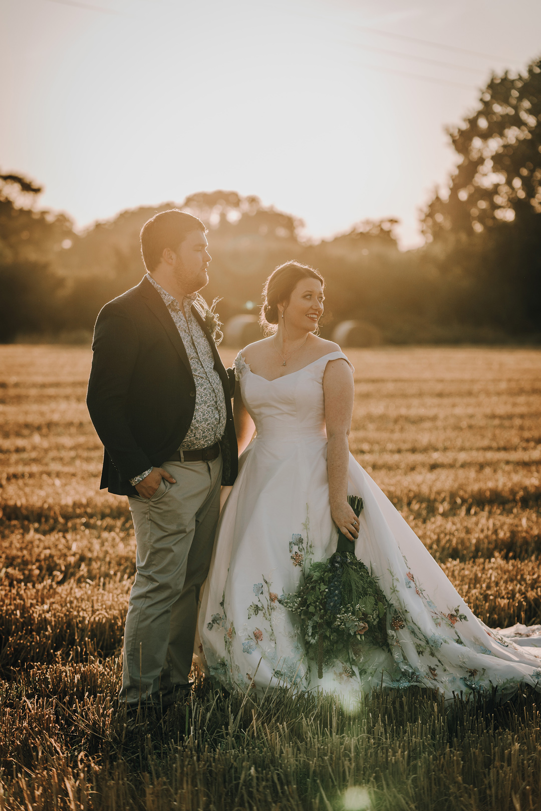 178 Handpainted floral wedding dress