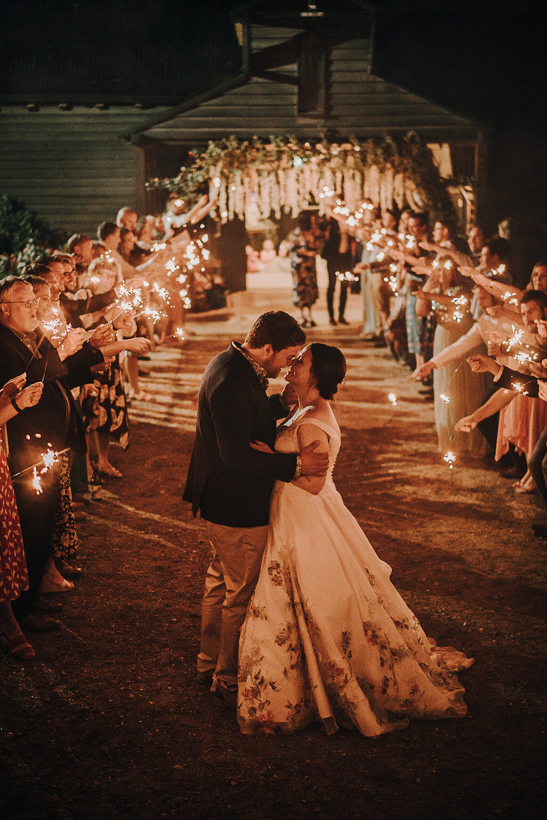 186 Handpainted floral wedding dress