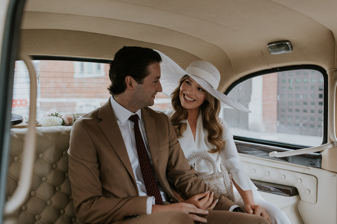 2 Bride in a wide brim hat Chelsea wdding