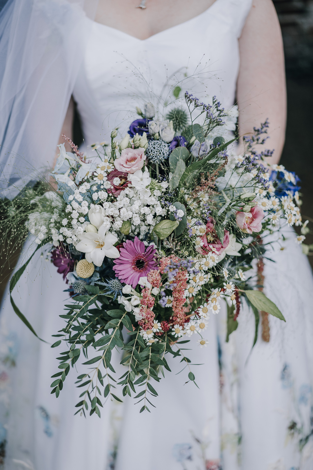 85 Handpainted floral wedding dress
