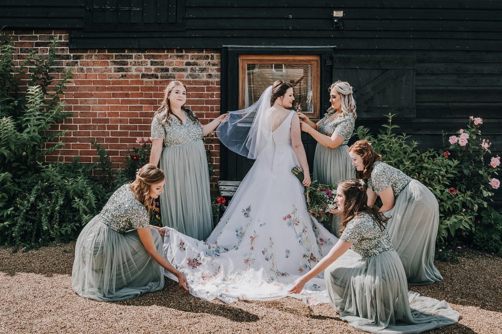 A Hand Painted Floral Wedding Dress & Nature Inspired Wedding at Hookhouse Farm 6 Floral Wedding Dress