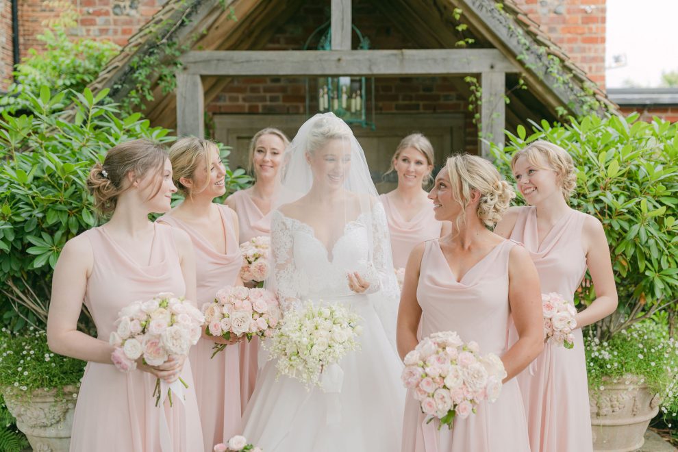Suzanne Neville Bride THTH pink bridesmaids