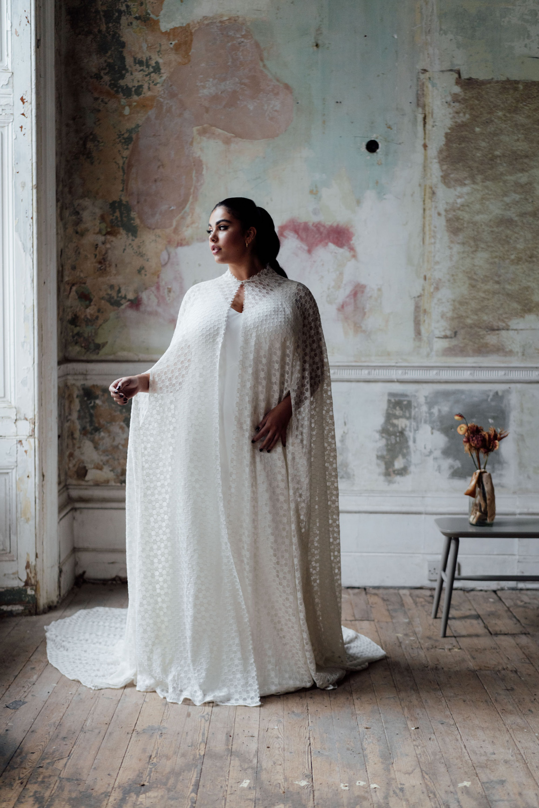 Andrea Hawkes sustainable wedding cape