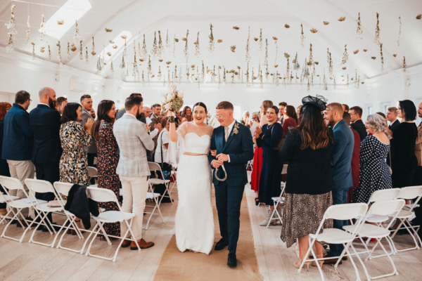 Dried Hanging Flowers & Pearl Bridal Separates: Alex & David’s East London Wedding