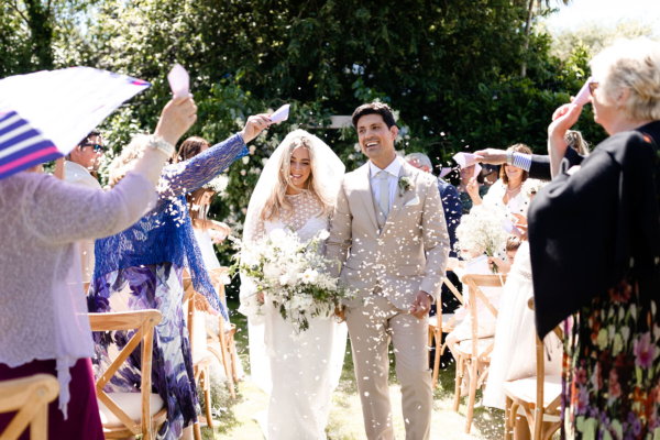 A Rita Colson Bride & Her Jersey Summer Garden Wedding With Gypsophila Bouquets + Bridesmaids in White