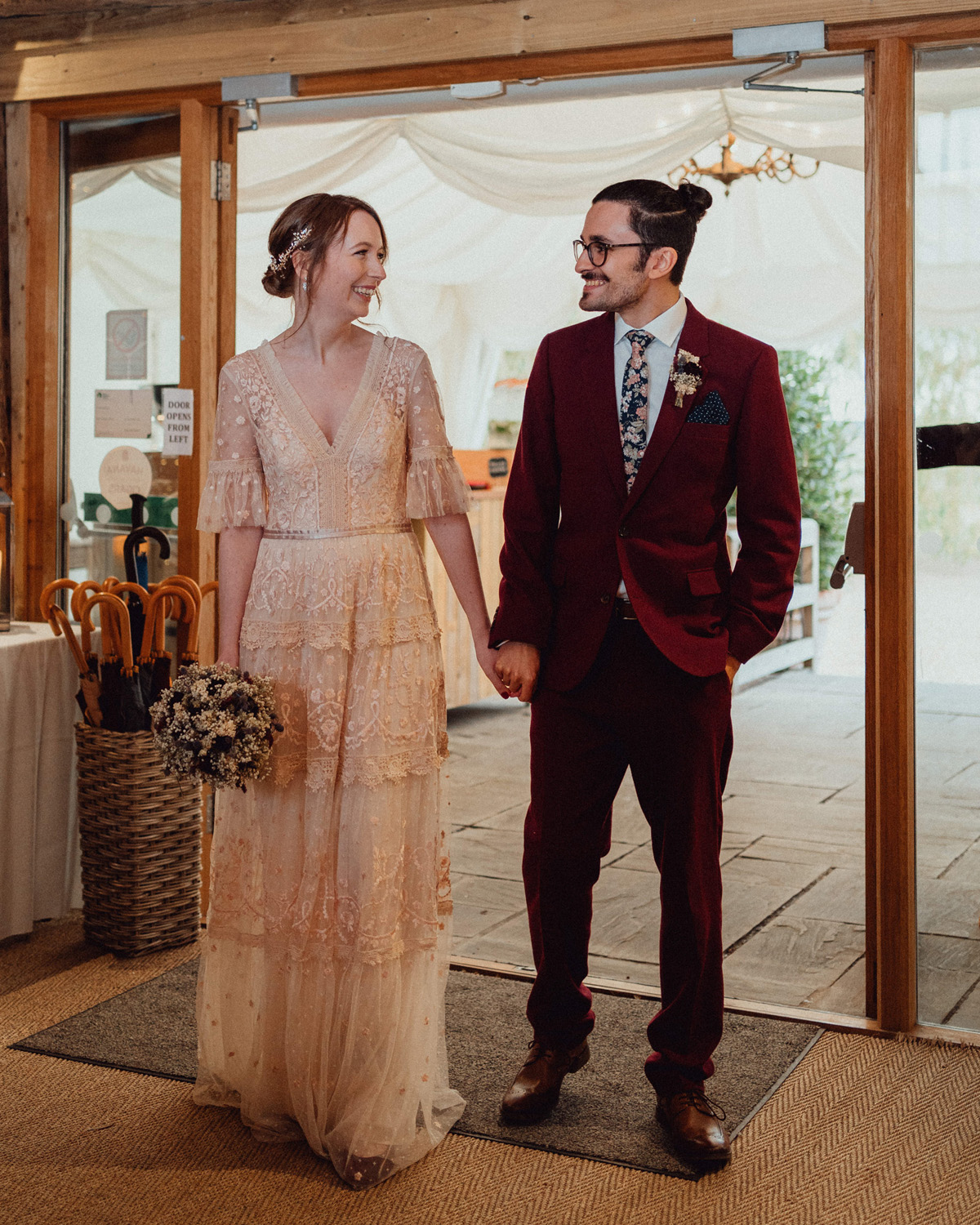 Lucy in Needle & Thread for her Autumn Wedding at Odo's Barn in