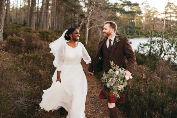 Tolu and Lewis and their Late Winter, Scottish Forest Wedding