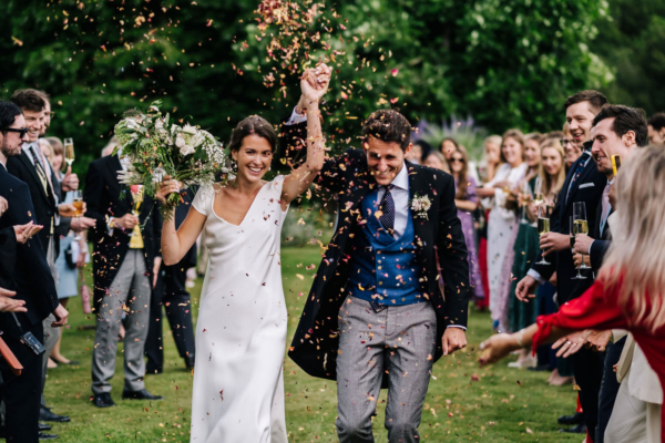 Phoebe in Andrea Hawkes & Halfpenny London for her Sennowe Park Wedding in Norfolk