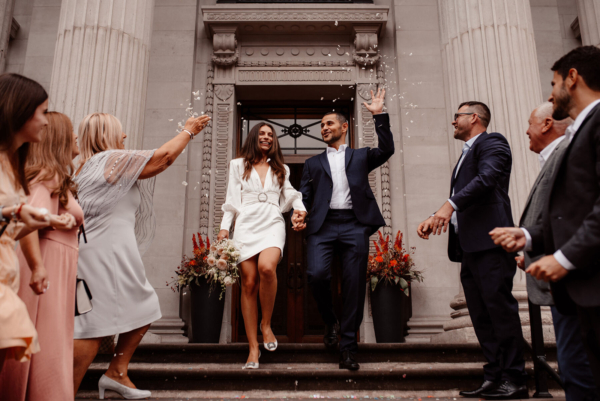 Luiza in a Retrofête Mini Bridal Gown, for her her Intimate London Wedding