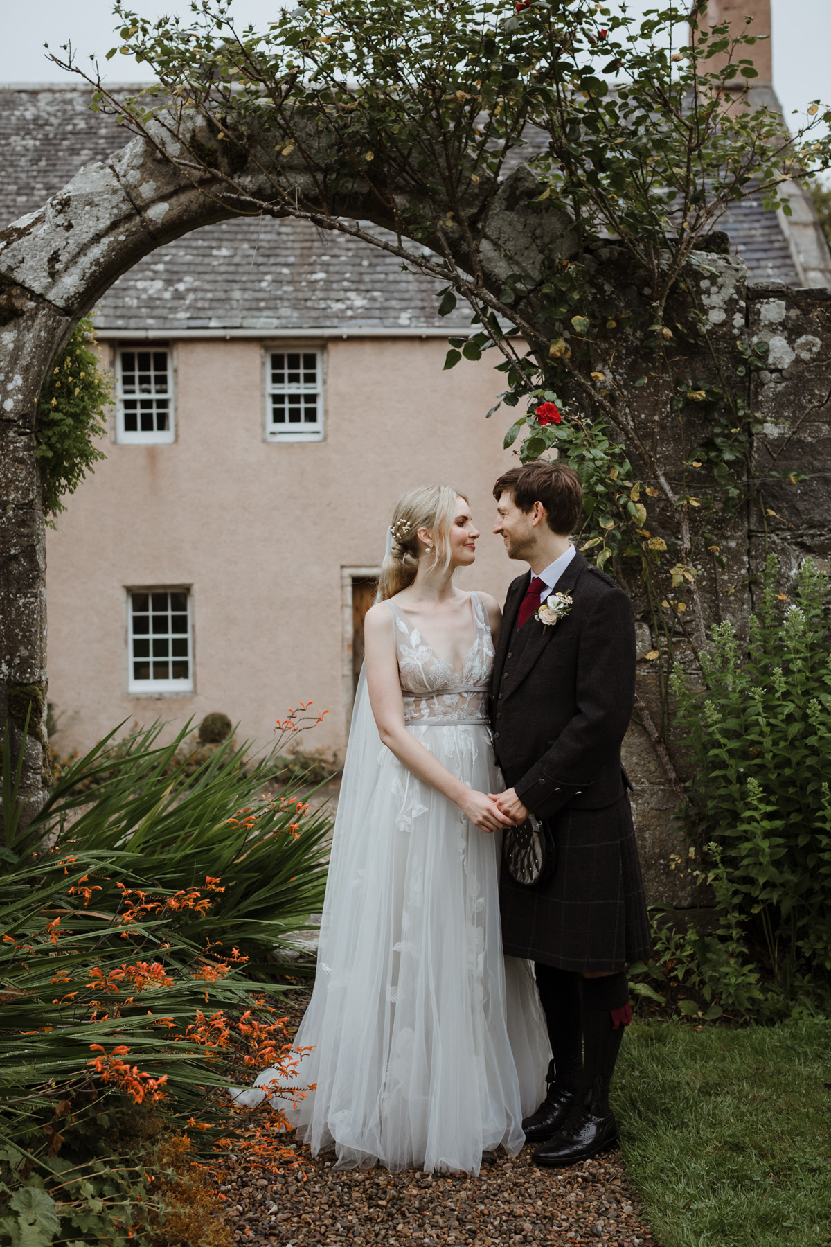 A Peach Pretty Wedding at Aswanley in Aberdeenshire for Emily, in Willowby by Wattersgant Outdoor Wedding at Aswanley | Love My Dress®