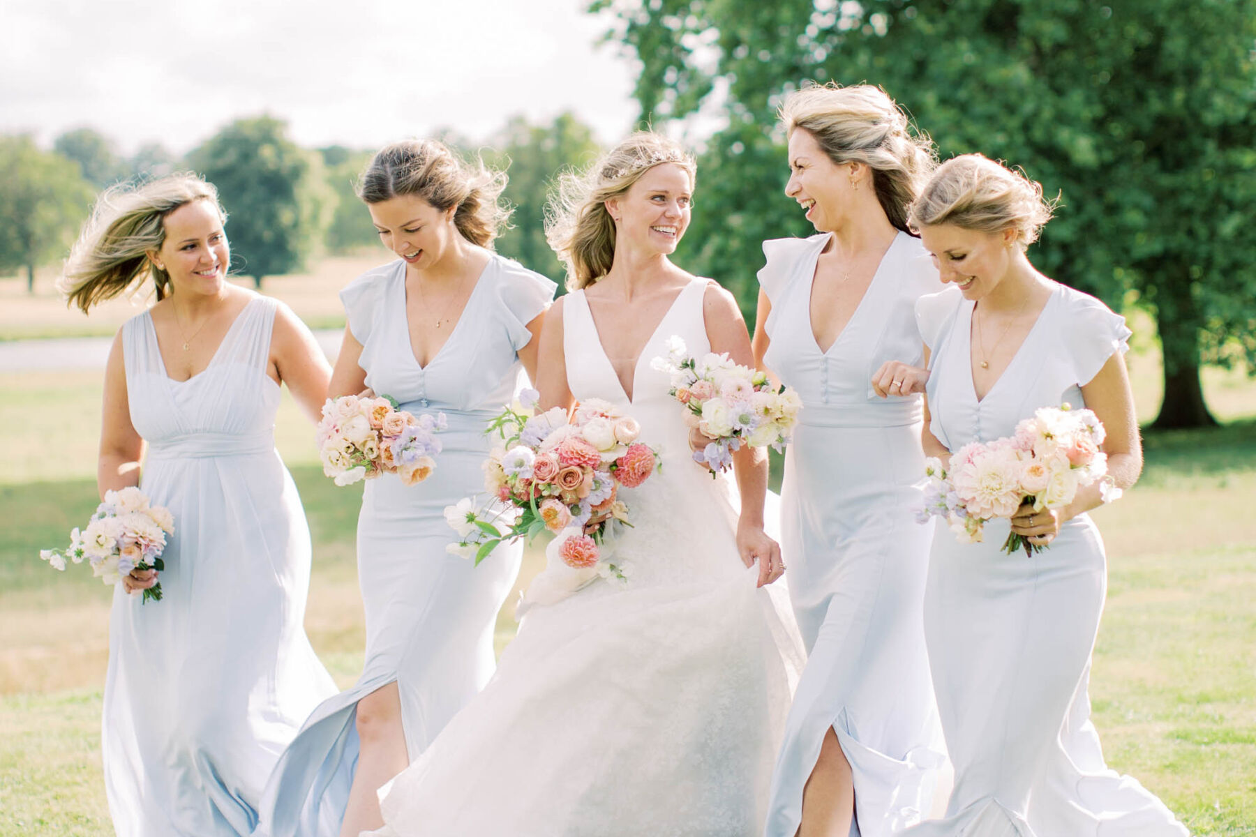 Pale Blue Bridesmaids Maids to Measure Dresses