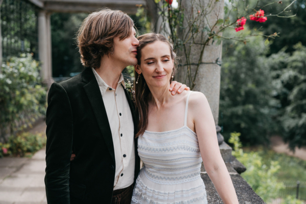 Hannah in Temperley London for her Laidback Family Wedding on Hampstead Heath