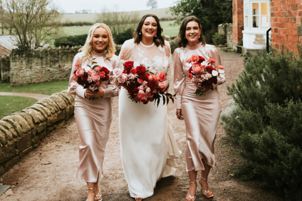 Abigail in Caroline Takvorian for her Romantic Winter Wedding at Lyde Court