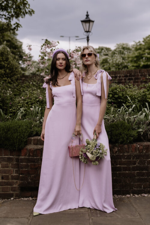 Long, lilac bridesmaids dresses by Maids to Measure