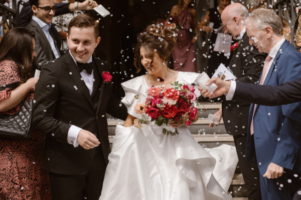 Simona in Gemy Maalouf for her Classy City Wedding at The Ned, London
