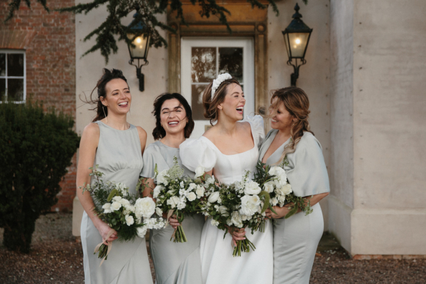 A Sassi Holford Puff Sleeved Wedding Dress at Aswarby Rectory