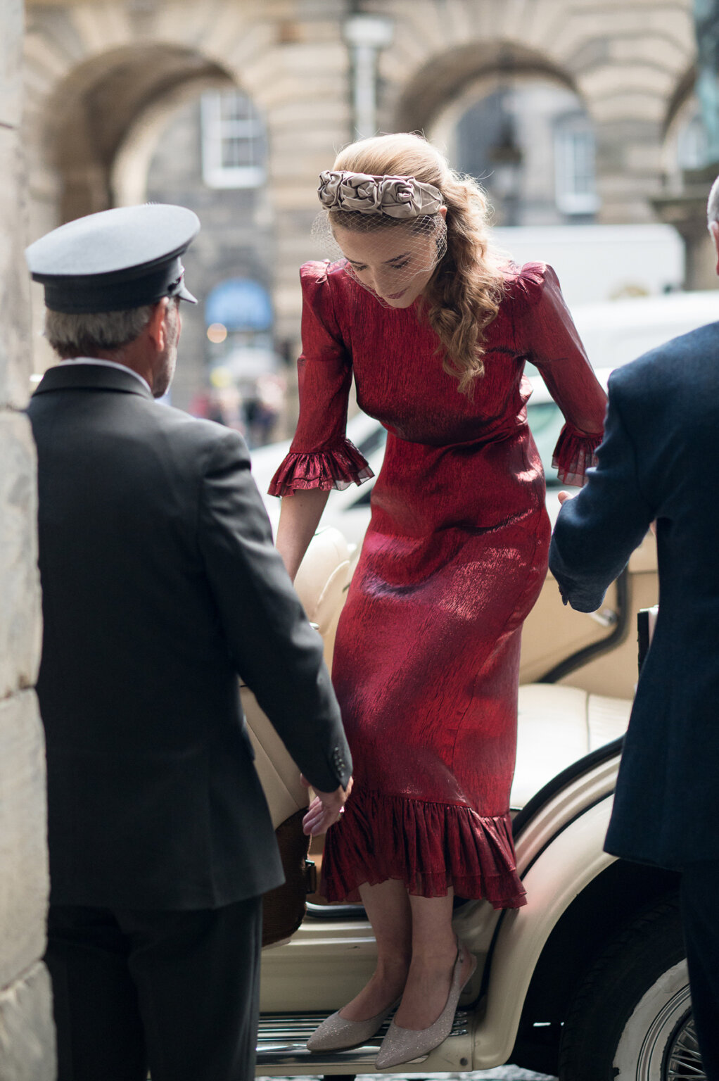 Olivia in a Vampire's Wife Red Dress for her Classy