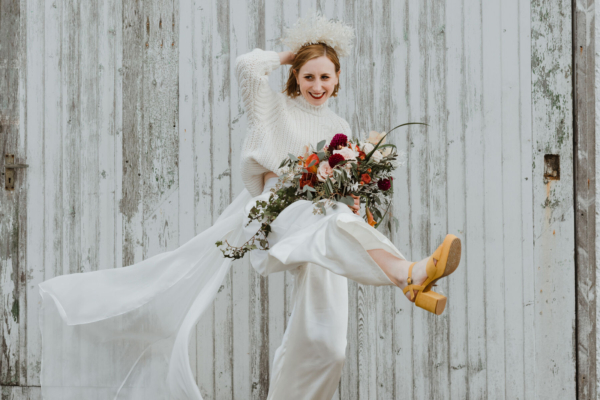A Bridal Jumpsuit & Jumper for Ellie’s Autumn Wedding at Crear on the Scottish Coast