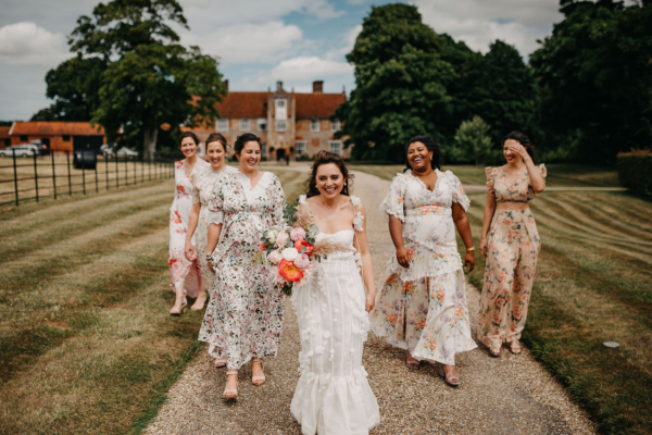 Stefi in Zimmerman for her Flower Filled Wedding at Bruisyard Hall in Suffolk