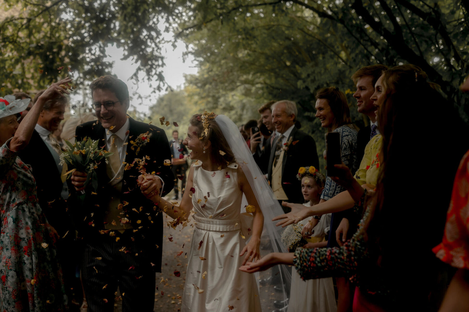 Alice in her Big Bow Dress for her English Marquee Wedding Inspired by the Works of Richard Curtis 2 Confetti shot church wedding