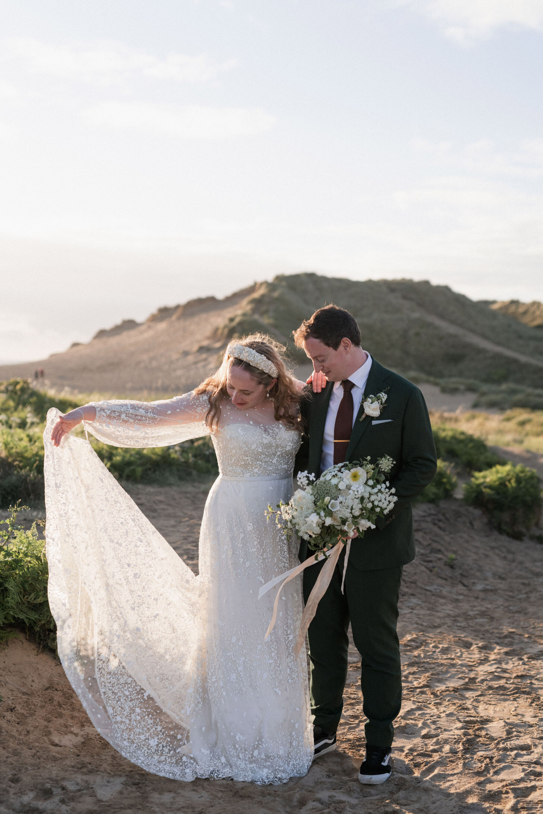 Jesus Peiro wedding dress, Treseren Cornwall Wedding. Lyra & Moth Photography.