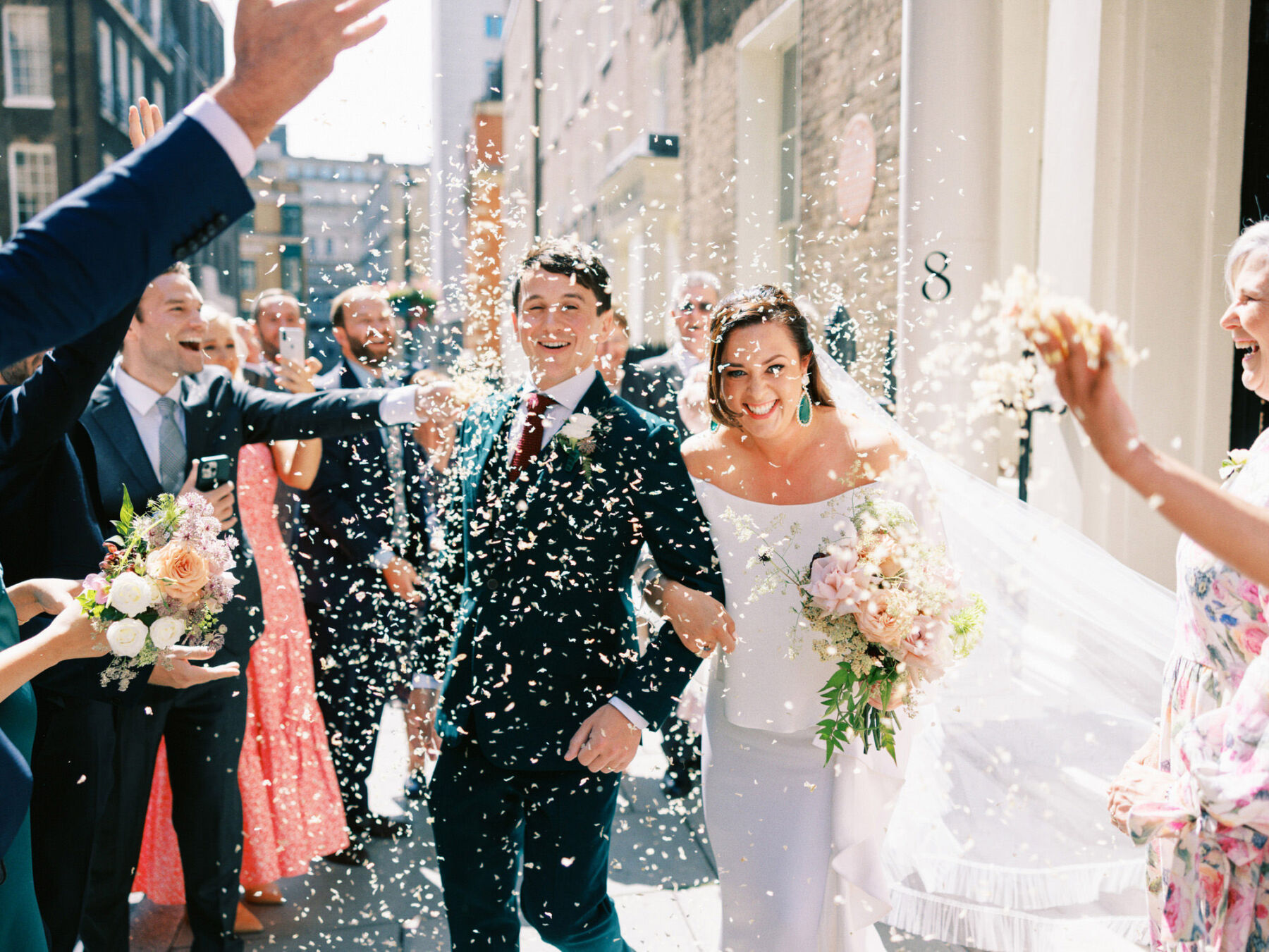 Wedding confetti outside RSA House, London