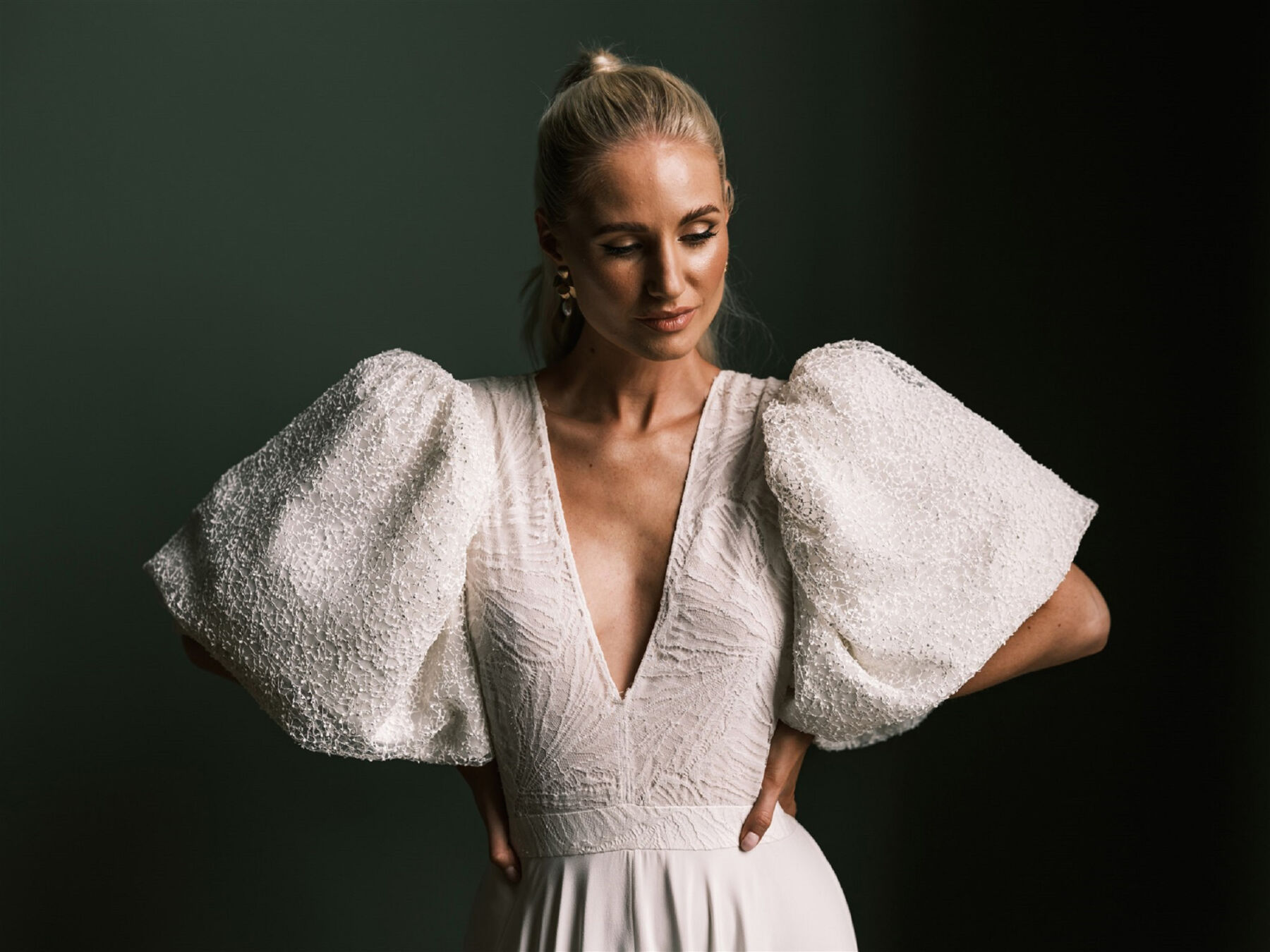 A Moody & Romantic Autumn Bride Editorial With Katya Katya London, Made With Love Bridal & Caroline Takvorian 5 Caroline Takvorian modern puff sleeve wedding dress
