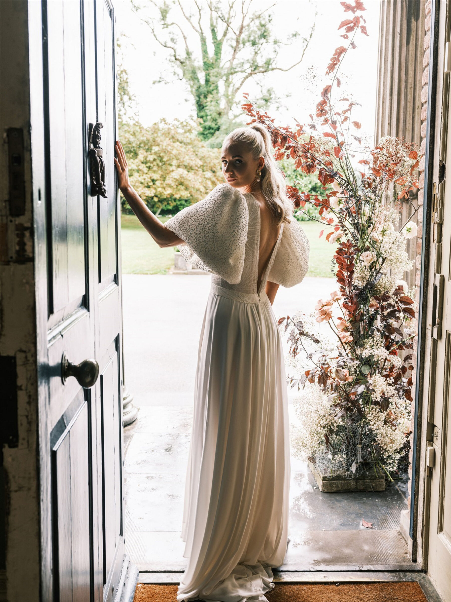 Caroline Takvorian puff sleeve wedding dress.