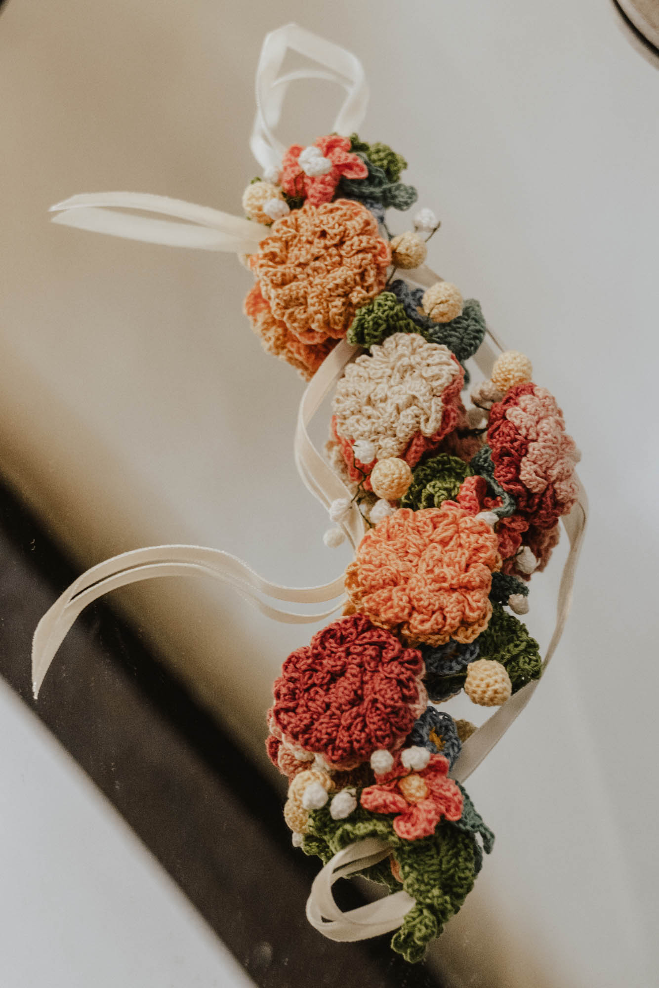 Crochet floral crown