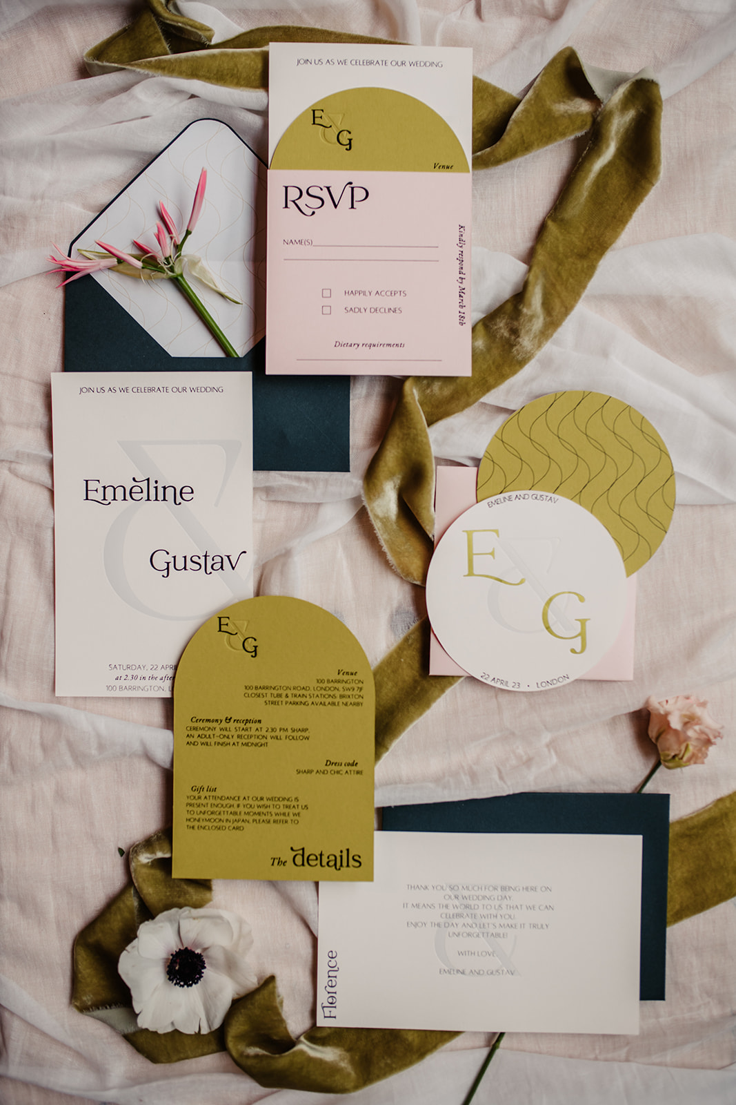 Smitten With Ink - Chartreuse wedding stationery