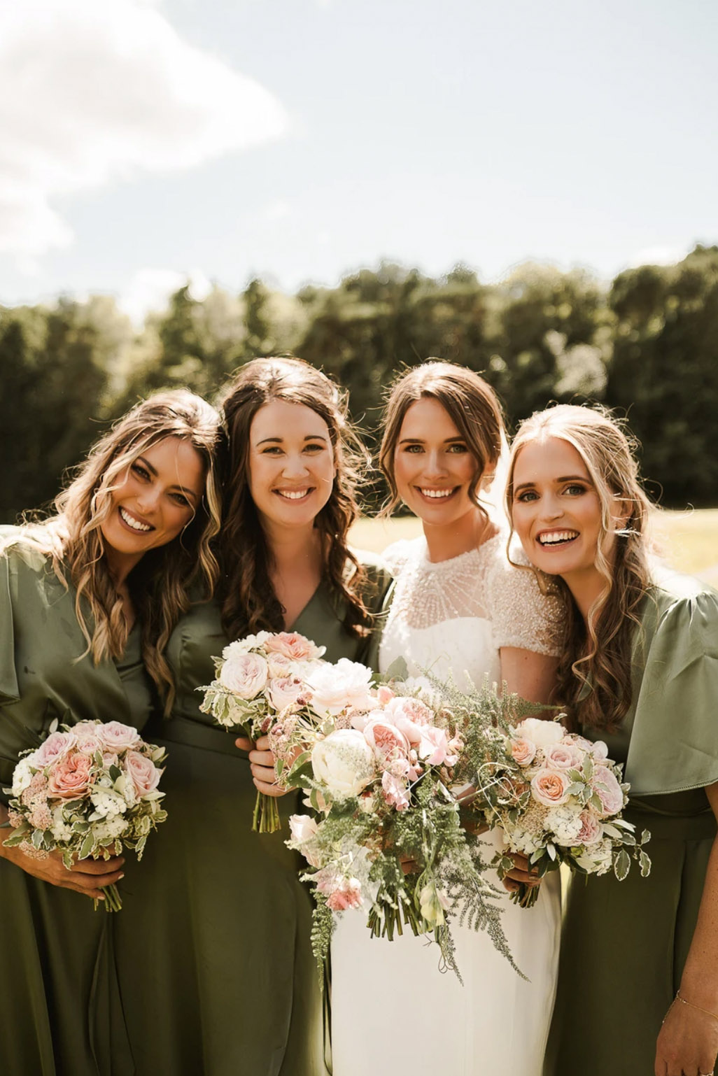 Bridesmaids in olive green wedding dresses - Gabriela's Photography and Film, Sheffield South Yorkshire wedding photographer and videographer