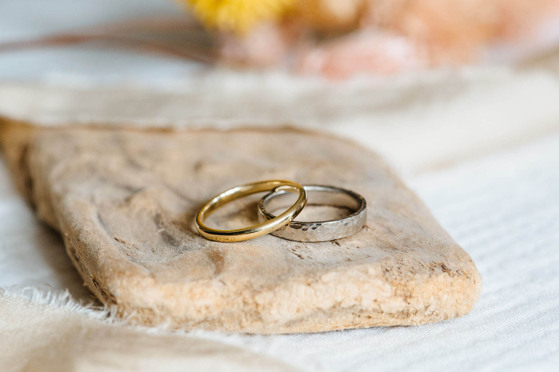 Recycled gold wedding rings by Nikki Stark.