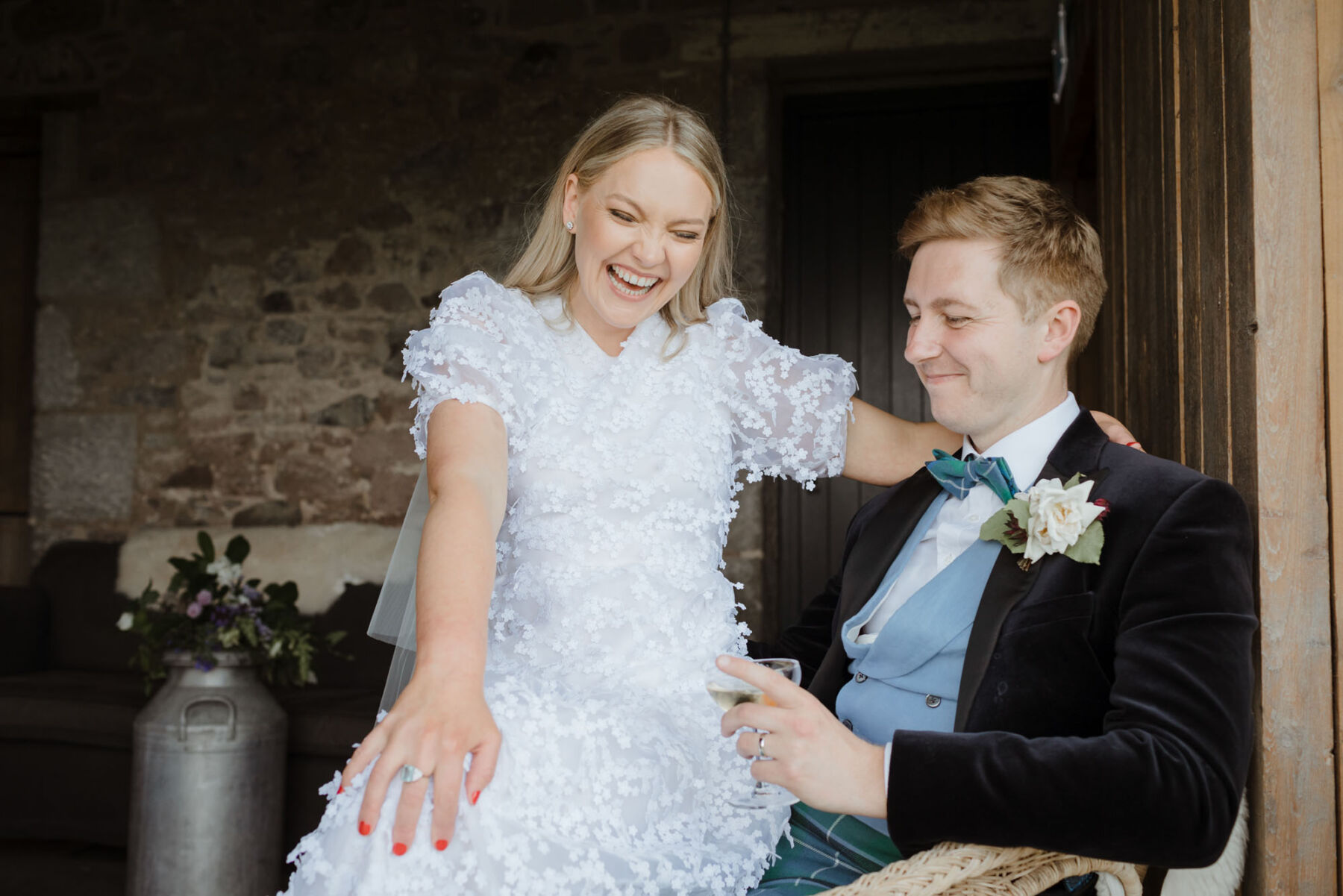 Cecilie Bahnsen bride. Floral applique wedding dress. Caro Weiss Photography.