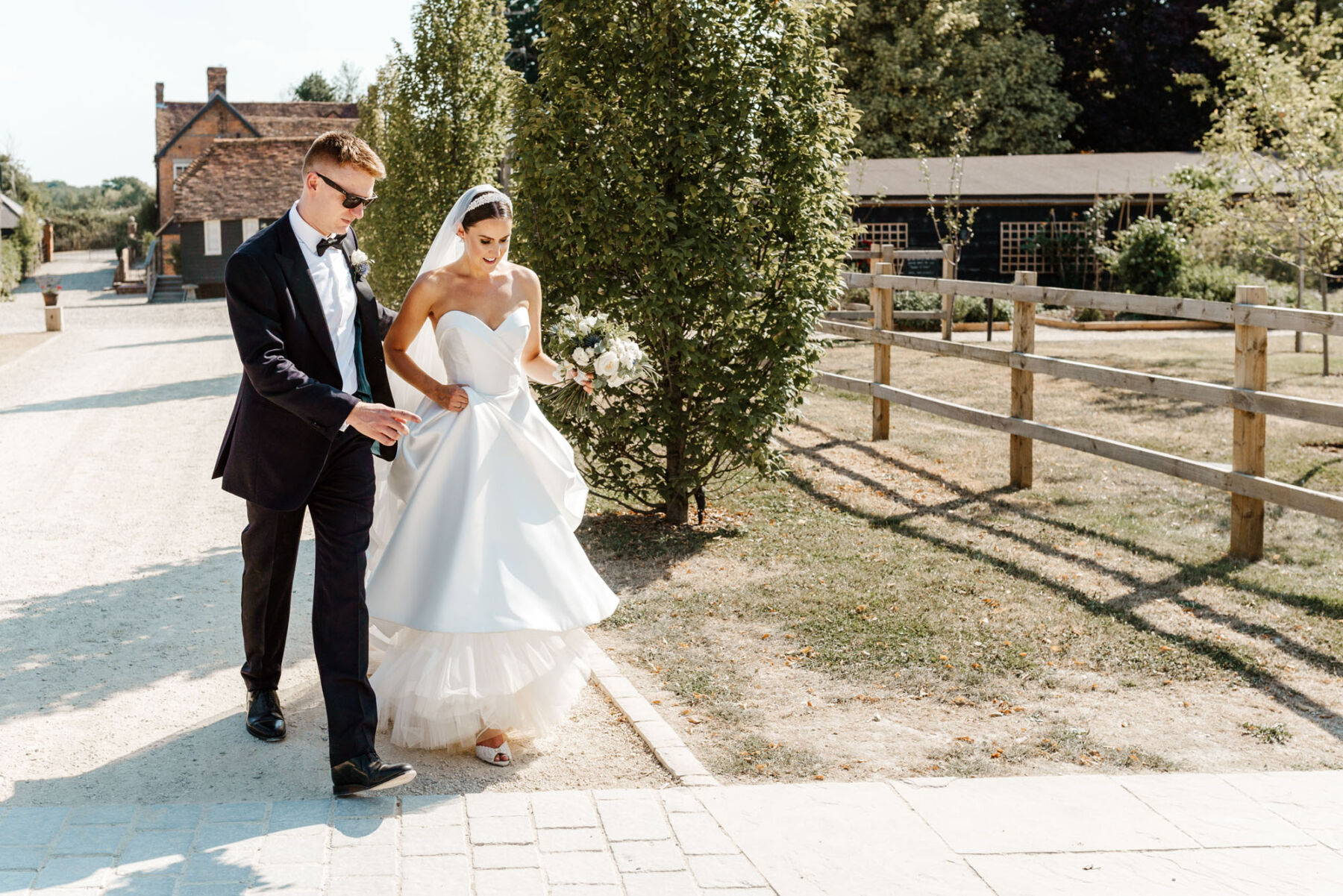 Bride & groom at Silchester Farm wedding venue Hampshire