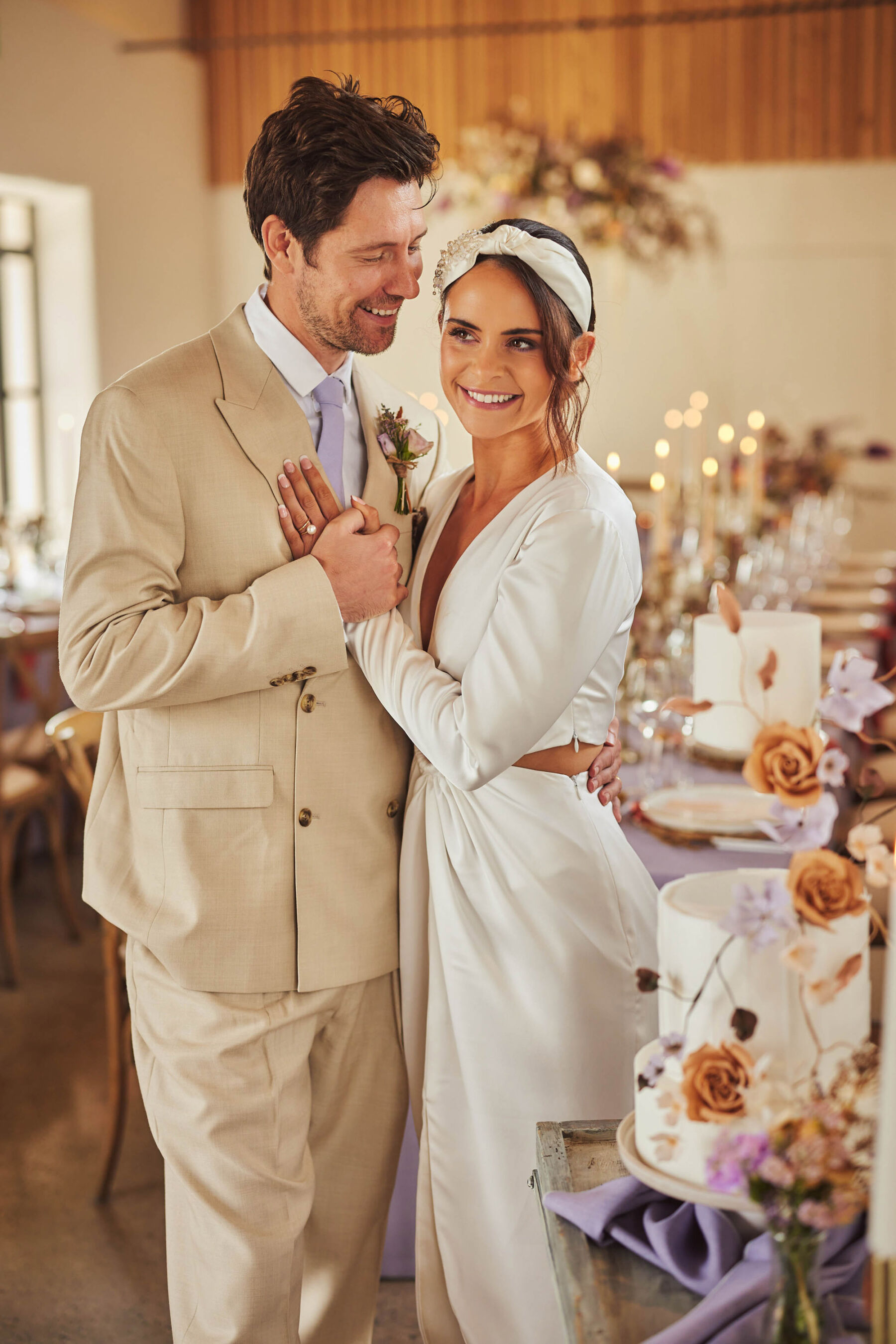 Modern couple at Brickhouse Vineyard - Devon wedding venue.