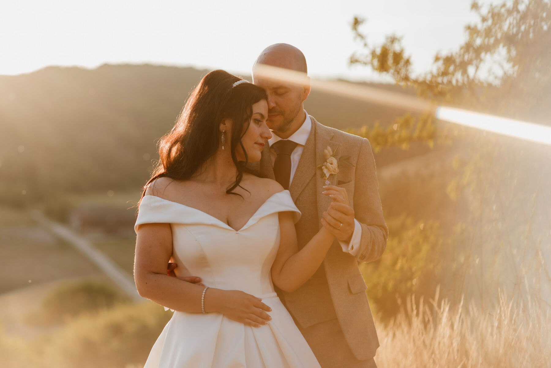 Suzanne Neville bride at golden hour. 