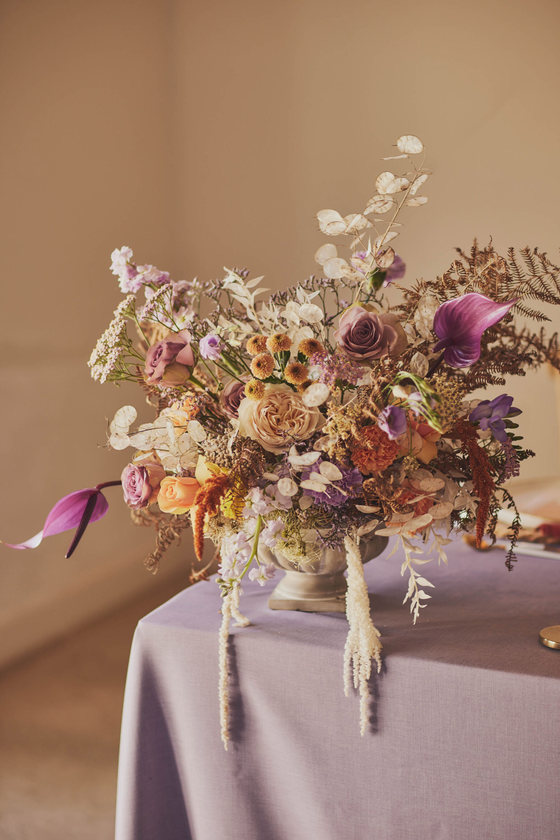 Beautiful modern contemporary flowers at Brickhouse Vineyard - Devon wedding venue.