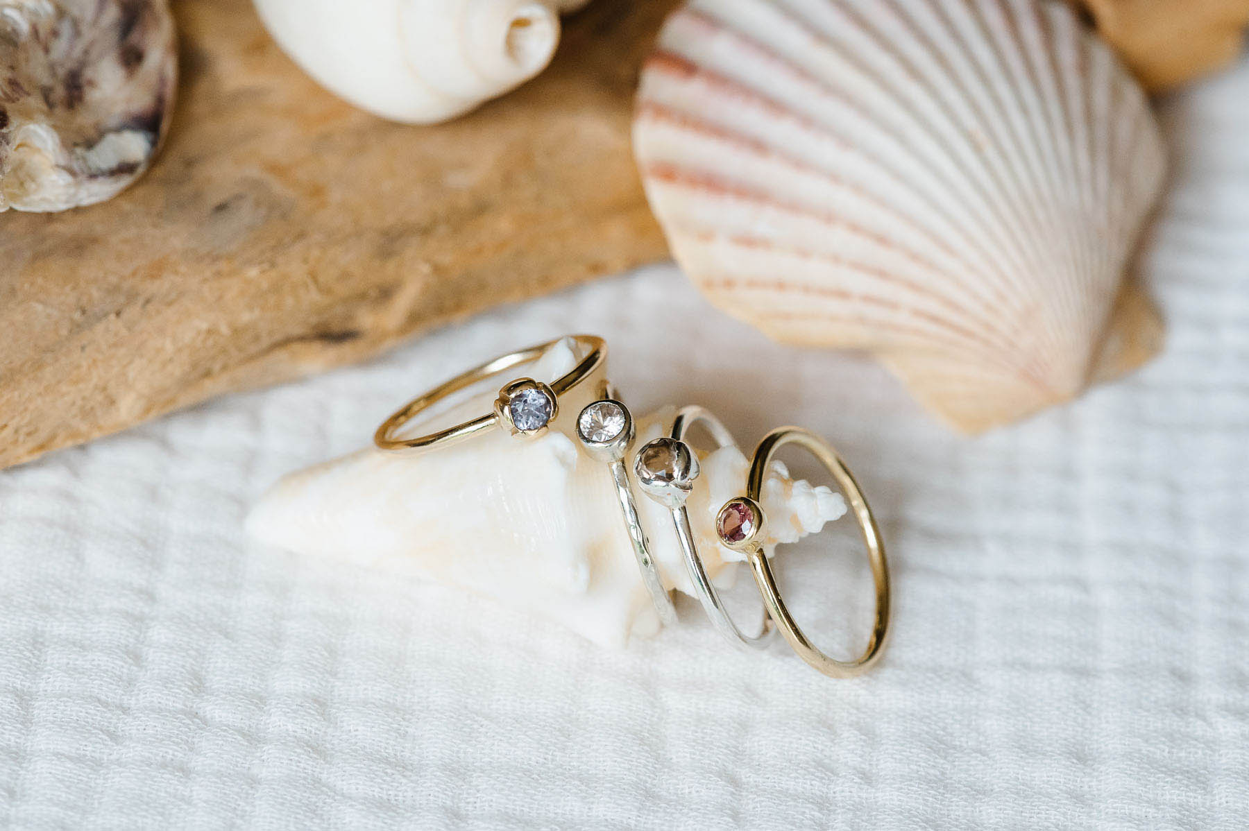 Natural gem stone recycled gold rings by Nikki Stark