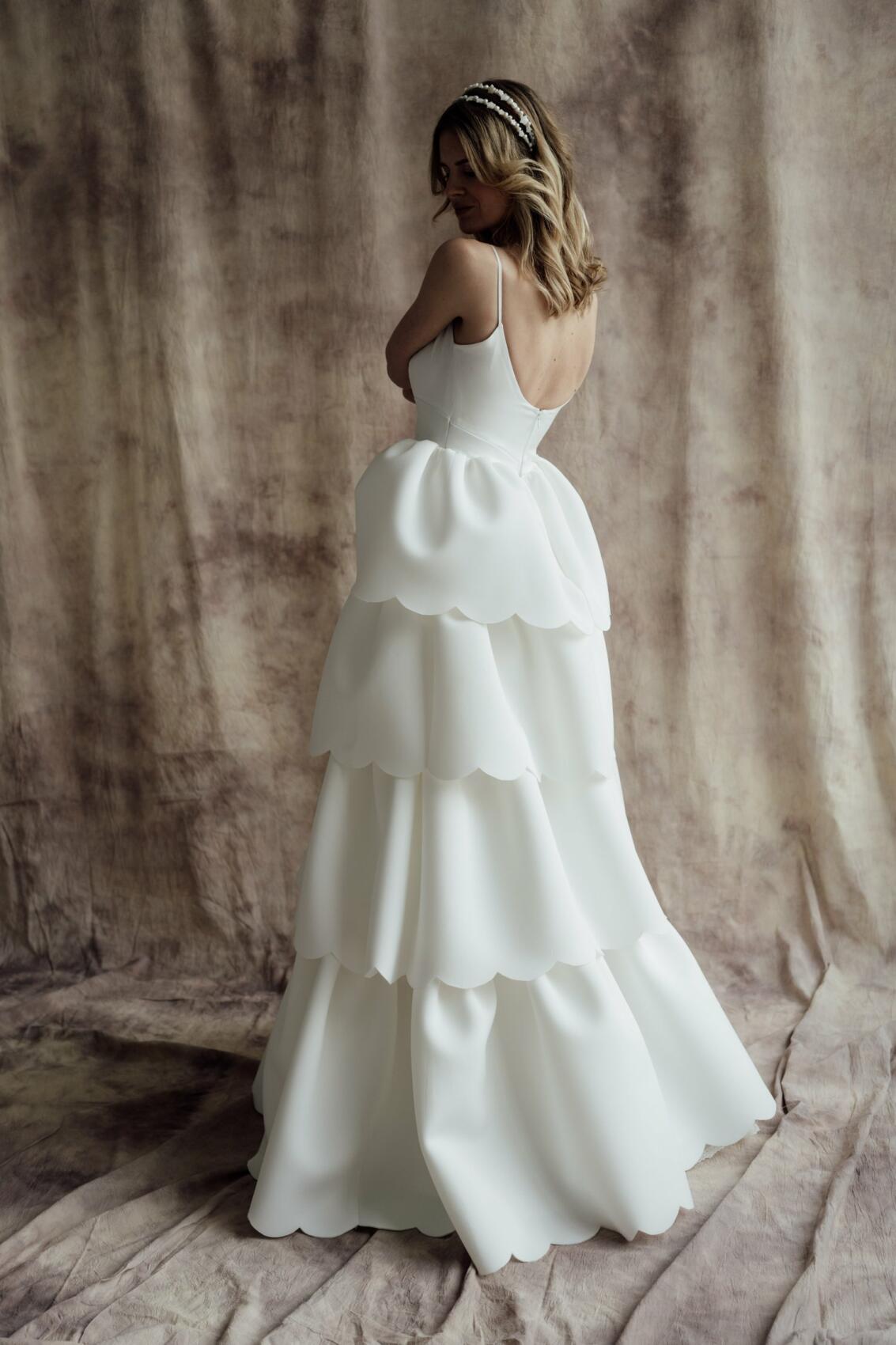 Wilden Bride - tiered, scallop edged wedding dress