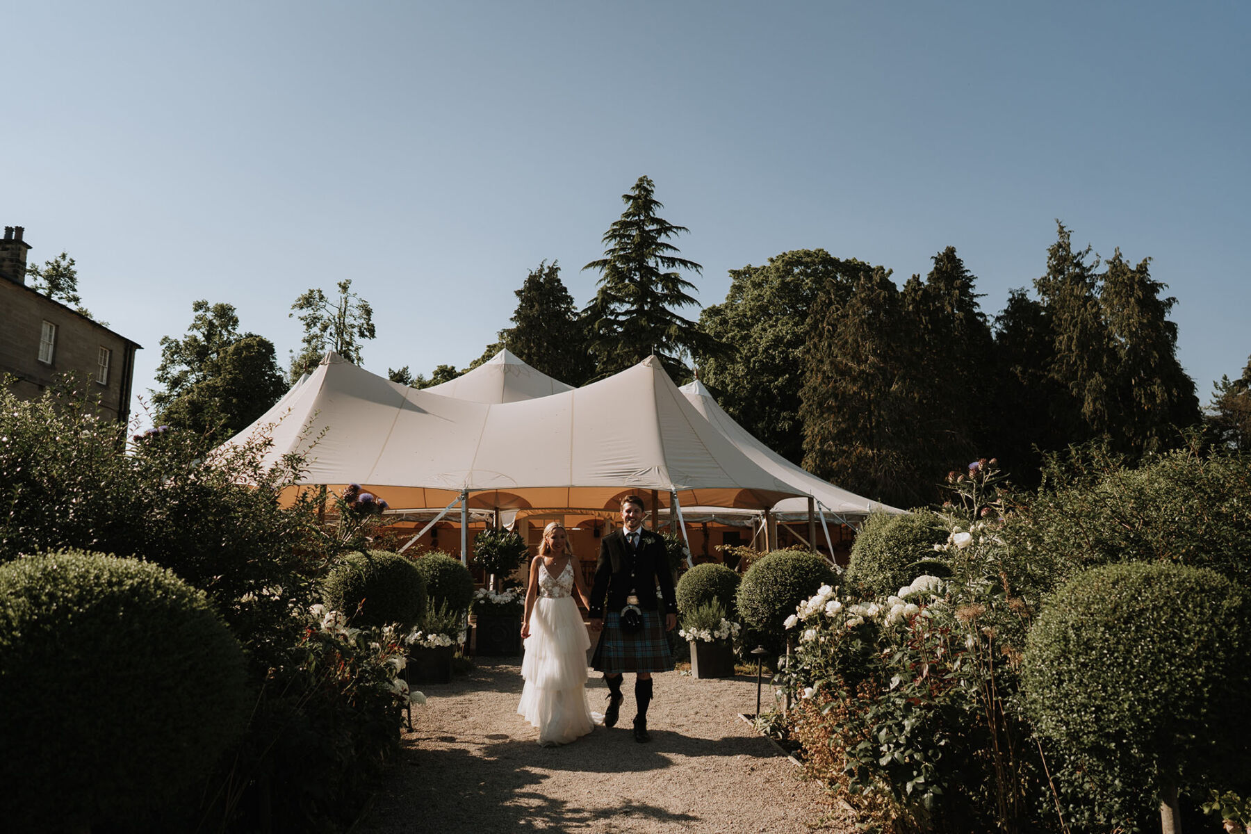 Marquee tent at Middleton Lodge North Yorkshire wedding venue.