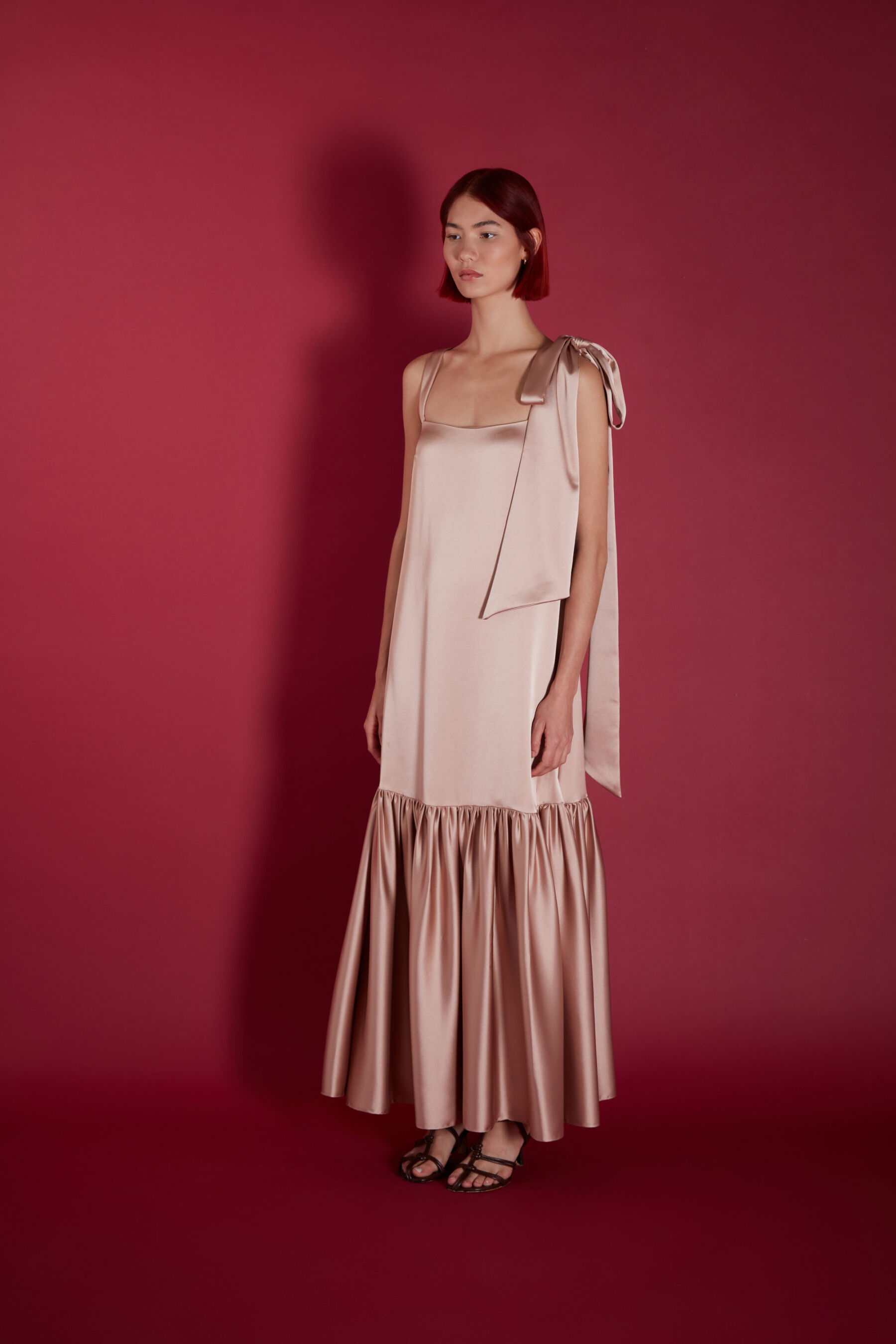 Carrie Dress with Tie Rose Gold 220907 HALFPENNY DAY2 969