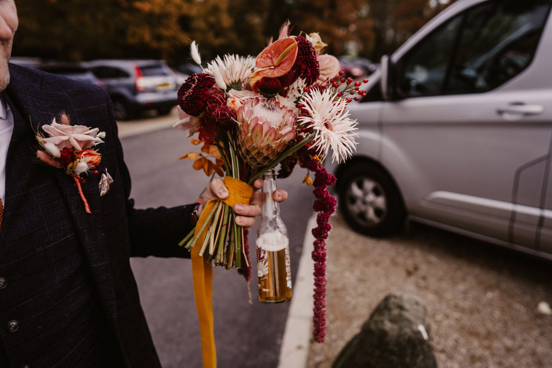 Colourful late Autumn wedding bouquet