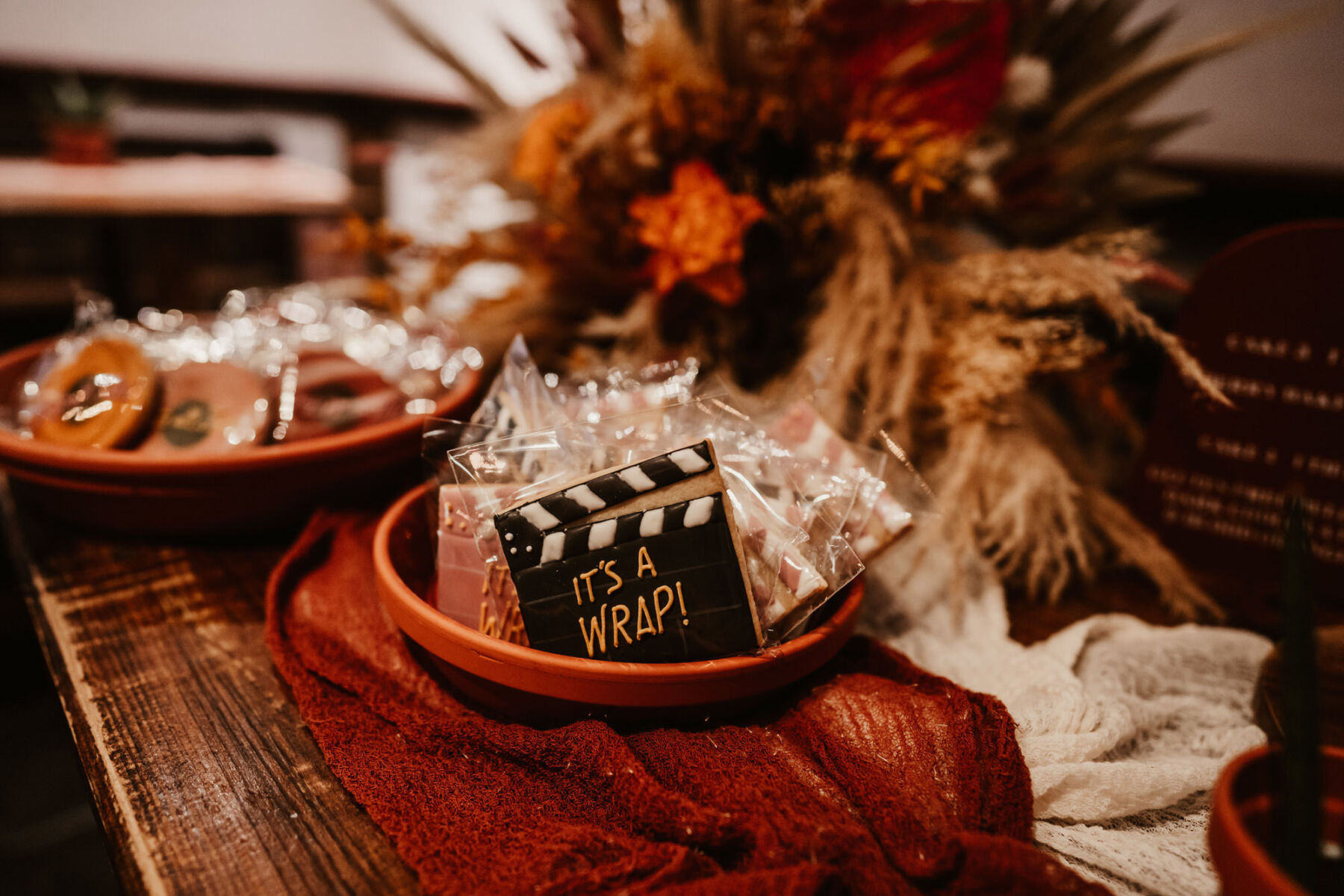 It's a wrap, movie biscuits - wedding treats