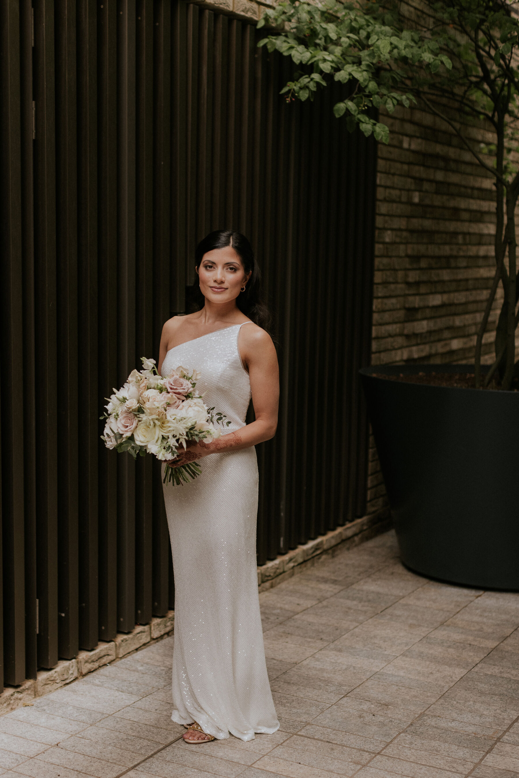 Bride in Jenny Yoo sequin wedding dress