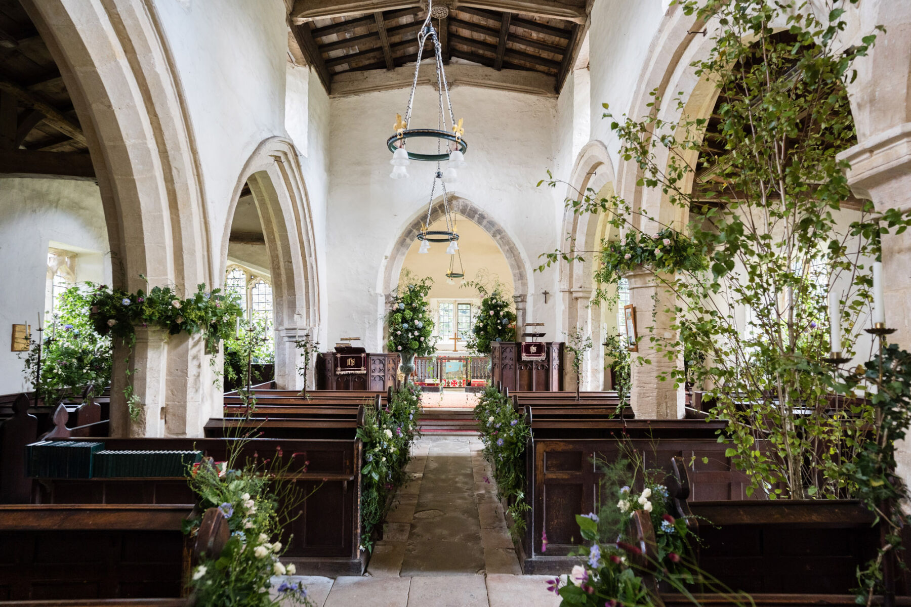 Green folliage church flowers - Pickleberry Flowers